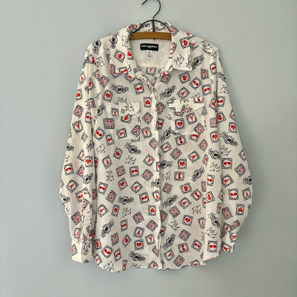 Karl Lagerfeld Paris Themed Women’s M Blouse - Picture 1 of 9